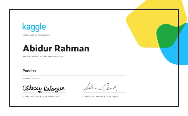Pandas Certificate